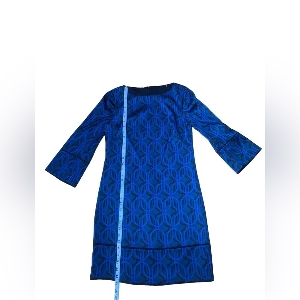 Elie Tahari Esmarella 3/4 Sleeve Cocktail Shift Dress Blue Printed Women Size 2 - Picture 12 of 13